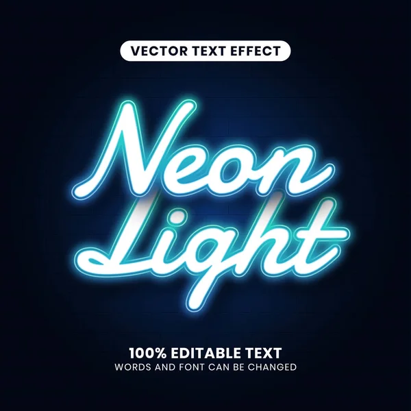 Editable Neon Light Text Effect Blue Green Glow Color Simple — Stock Vector