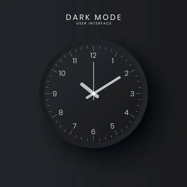 Clock Dark Mode Simple Elegant Minimalist Website Apps Design Vector Vector de stock