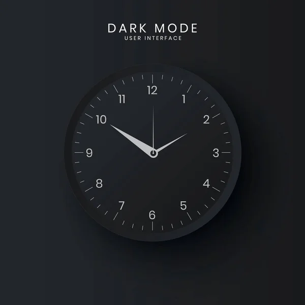 Clock Dark Mode Simple Elegant Minimalist Website Apps Design Vector Vector de stock