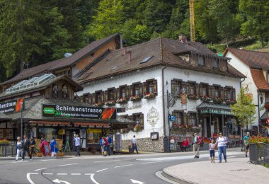 Triberg - 23 Temmuz 2017: Geleneksel tarzı evler Schwarzwald bölgesinde, Almanya.