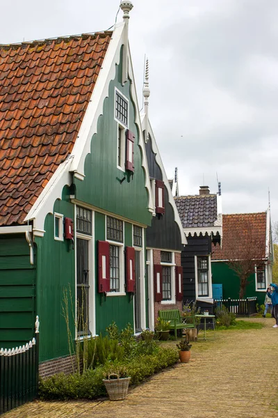 Geleneksel Evler Içinde Tarihi Köy Zaanse Schans Hollanda Zaan Nehri — Stok fotoğraf