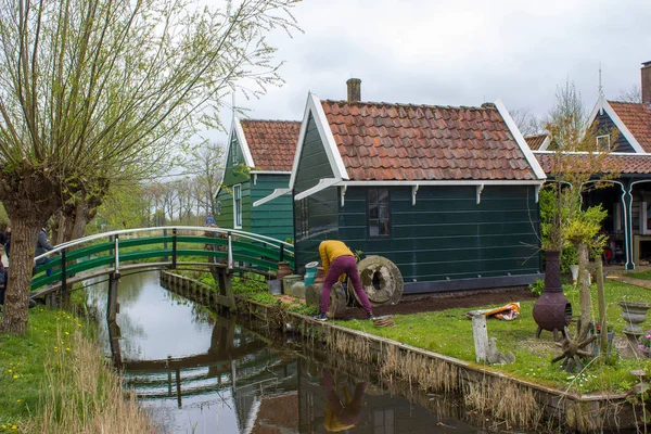 Traditionelle Häuser Historischen Dorf Zaanse Schans Fluss Zaan Den Niederlanden — Stockfoto