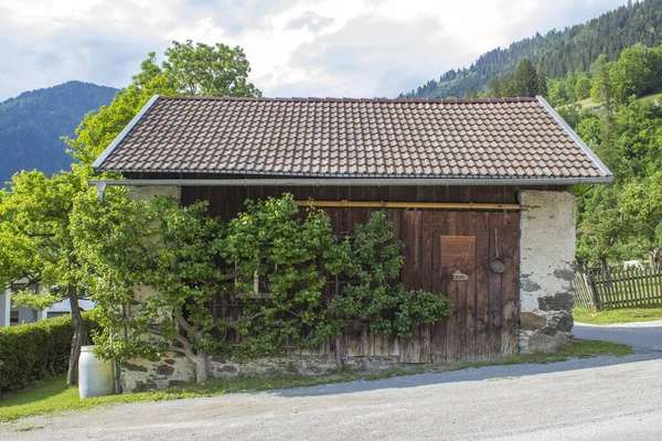 オーストリアの東チロル州ドエルサハの高山の村にある伝統的なオーストリアの馬小屋 — ストック写真