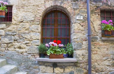 güzel Toskana pencere, Volterra, İtalya