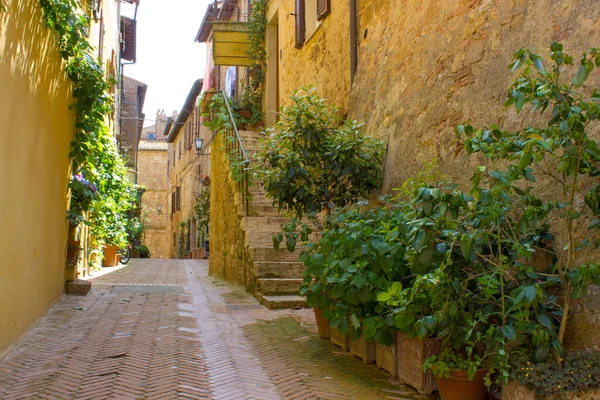 Piękna Toskańska Ulica Pienza Włochy — Zdjęcie stockowe
