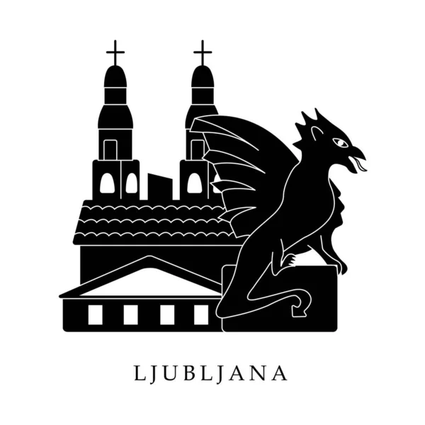 European Capitals Ljubljana City — Stock Vector