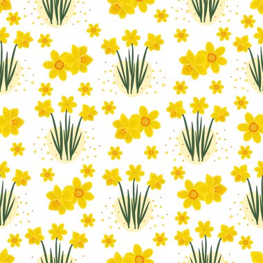 Parlak nergisler, renksiz desenler.