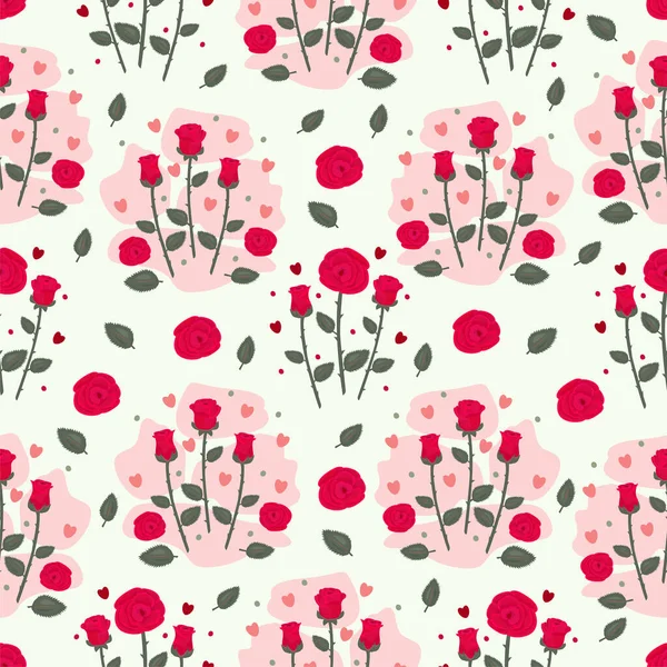 Roses Rouges Motif Sans Couture — Image vectorielle