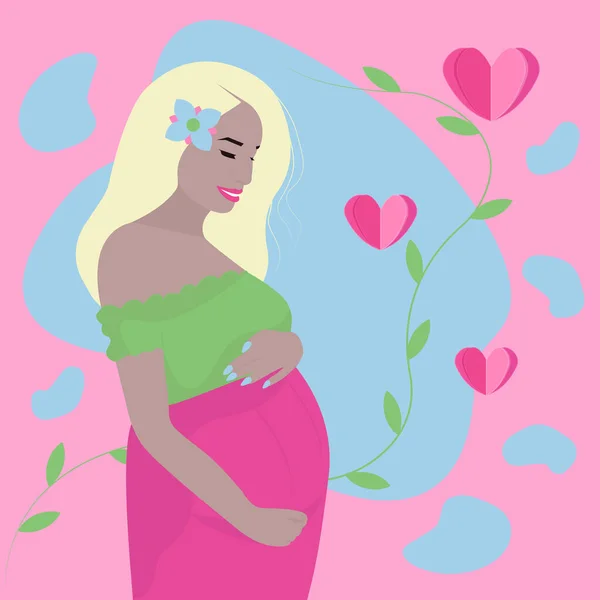 Jolie Blonde Enceinte Illustration — Image vectorielle