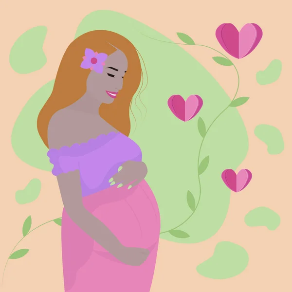 Femme Rousse Enceinte Illustration — Image vectorielle