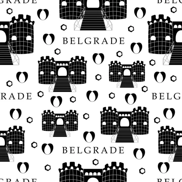 Belgrade Motif Monochrome Sans Couture — Image vectorielle