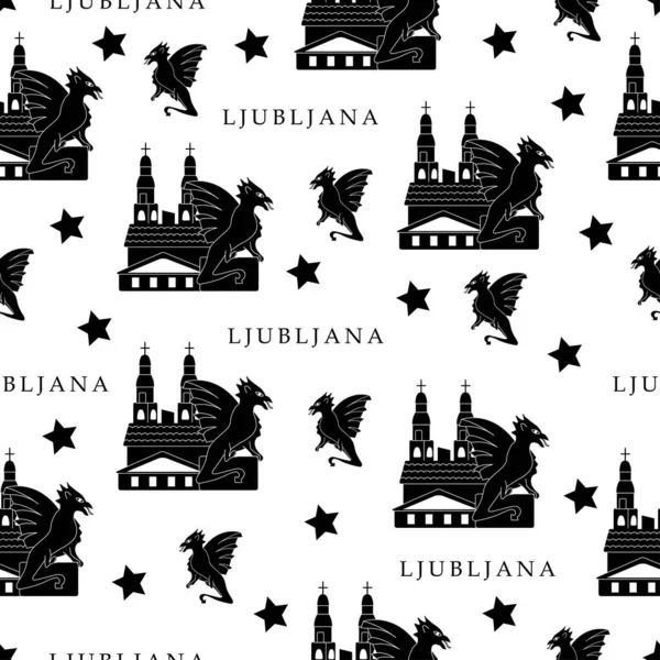 Ljubljana Motif Monochrome Sans Couture — Image vectorielle