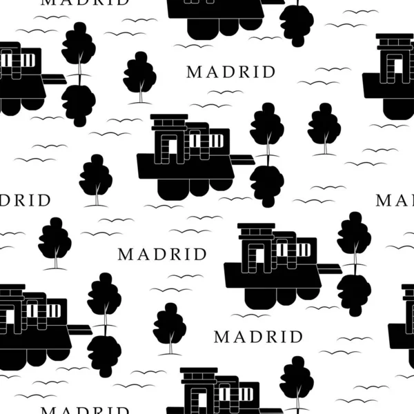 Madrid Motif Monochrome Sans Couture — Image vectorielle