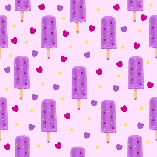 Фиолетовое Мороженое Бесшовный Узор — стоковый вектор