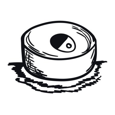 Köpek konserve yiyecek, siyah beyaz karalama.