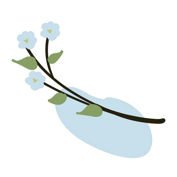 Листьями Синими Цветками — стоковый вектор