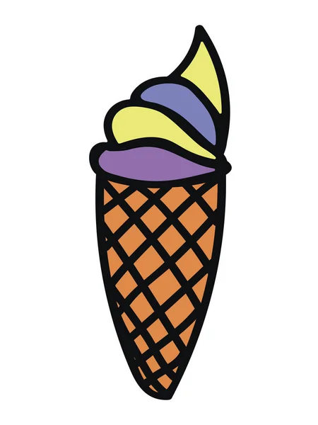 Crème Glacée Aux Fruits Doodle Vecteur Coloré — Image vectorielle