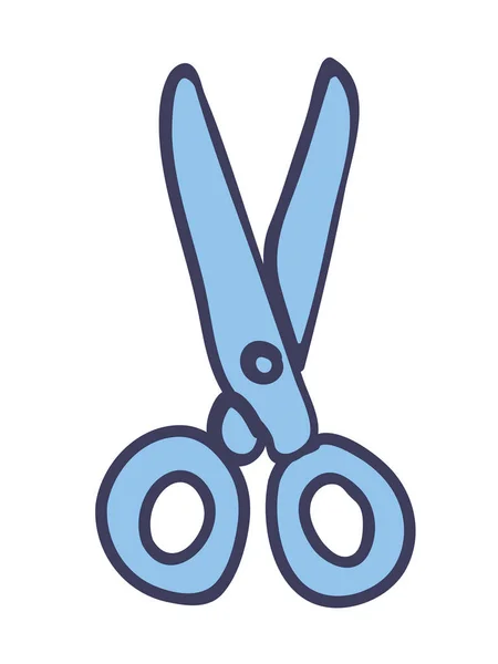 Blue Scissors Colorful Vector Doodle — Stock Vector