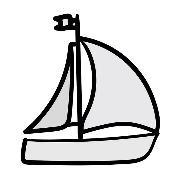Серый Корабль Монохромные Векторные Каракули — стоковый вектор