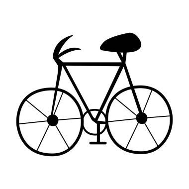 Bisiklet, beyaz arkaplanda siyah illüstrasyon