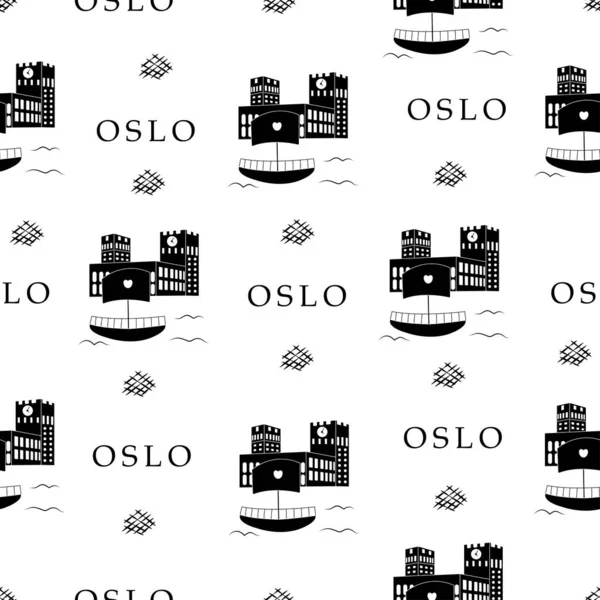 Oslo Motif Monochrome Sans Couture — Image vectorielle