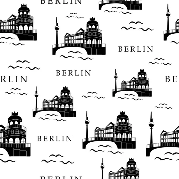 Berlin Ville Motif Sans Couture — Image vectorielle