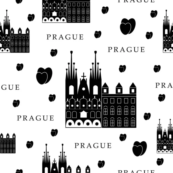 Prague Ville Motif Sans Couture — Image vectorielle