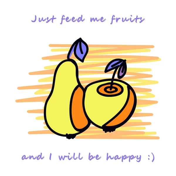 Fruits Texte Illustration Colorée — Image vectorielle