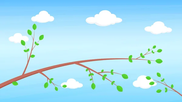 Bahar mevsimi ağaç dalları mavi gökyüzü bulutları orman kuşları ve hayvanlar için iyi bir yer.