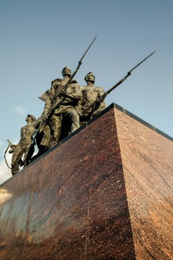 Saint-Petersburg 'da. - Rusya. 11 Kasım 2021. Zafer Meydanı 'ndaki Leningrad' ın Kahraman Savunucuları anıtının bir parçası..