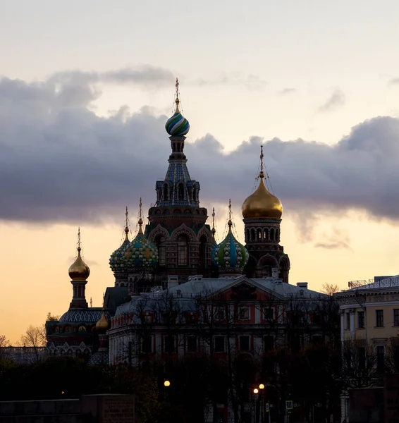 Kerk Van Verlosser Gemorst Bloed Bij Zonsondergang Sint Petersburg Rusland — Stockfoto