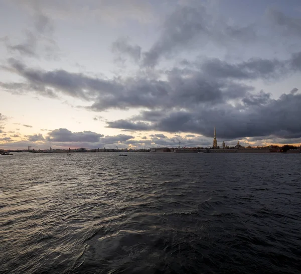 Panorama Över Floden Neva Och Petrus Och Pauls Fästning Vackra — Stockfoto