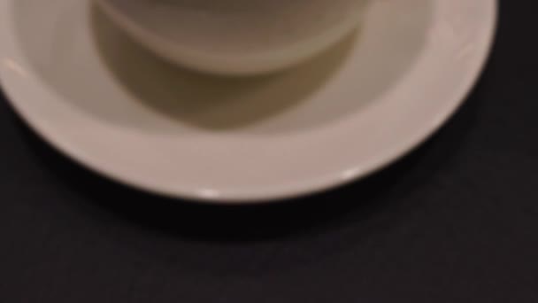 White Coffee Milk Cup View Top Close Slider Motion Latte — Vídeos de Stock