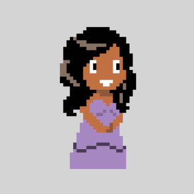Sanat tarzında kadın piksel karakteri