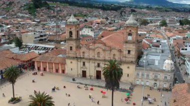 aerial view of the church and buildings in the city of Zipaquira