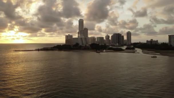 Imágenes Aéreas Playa Castillo Grande Cartagena Atardecer — Vídeo de stock