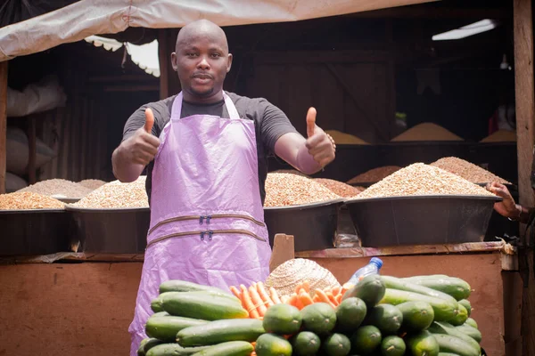 African Nigerian Male Trader Seller Business Man Shop Owner Having — Stockfoto