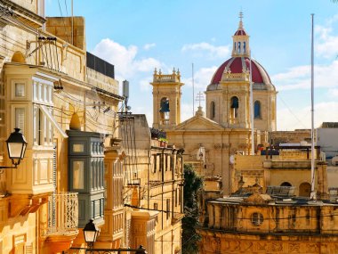 Victoria şehir merkezi, Gozo Adası, Malta güneşli bir öğleden sonra
