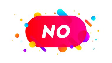 Hayır, konuşma balonu. Pankart, poster, yazılı konuşma balonu. Hayır. Geometrik stil, afiş için hayır mesajı, poster. Patlama tasarımı, konuşma balonu. Vektör İllüstrasyonu