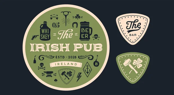 Irish Pub Coaster Montaña Rusa Texto Irish Pub Cerveza Whisky — Archivo Imágenes Vectoriales