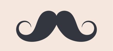 Siyah bıyıklar. Beyaz arka planda izole edilmiş siyah bıyıklı siluet. Babalar Günü 'nün sembolü, Berber Dükkanı için imza. Retro kıvırcık hippi bıyıkları, eski moda. Vektör illüstrasyonu