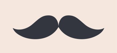 Siyah bıyıklar. Beyaz arka planda izole edilmiş siyah bıyıklı siluet. Babalar Günü 'nün sembolü, Berber Dükkanı için imza. Retro kıvırcık hippi bıyıkları, eski moda. Vektör illüstrasyonu