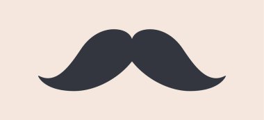 Siyah bıyıklar. Beyaz arka planda izole edilmiş siyah bıyıklı siluet. Babalar Günü 'nün sembolü, Berber Dükkanı için imza. Retro kıvırcık hippi bıyıkları, eski moda. Vektör illüstrasyonu