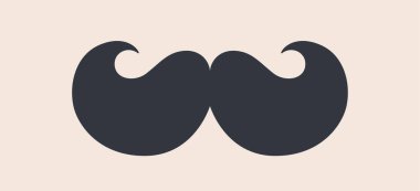 Siyah bıyıklar. Beyaz arka planda izole edilmiş siyah bıyıklı siluet. Babalar Günü 'nün sembolü, Berber Dükkanı için imza. Retro kıvırcık hippi bıyıkları, eski moda. Vektör illüstrasyonu