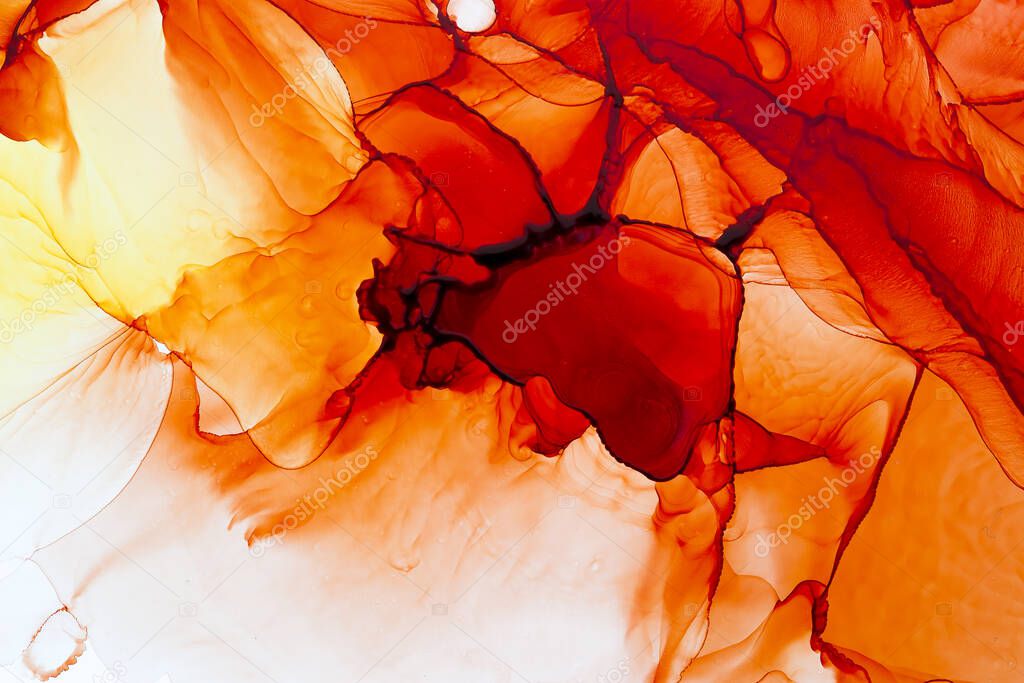 Vibrant Abstract artwork. Trendy wallpaper. Ink colors bright, luminous and translucent. Modern contemporary art.