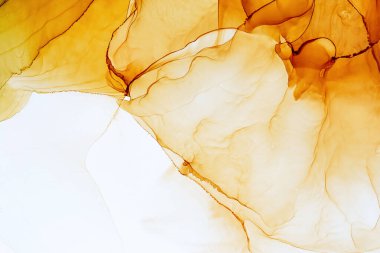 Alüminyum 'da Alkol Mürekkebi Smears. Oriental Mürekkep Boyama. Ateş Tonu dokusu. Parıldayan Modern Sanat. Renkli sanat eserleri. Suluboya Arkaplan Dokusu.