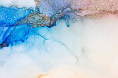 Soyut Mercan Resifi Sahili Arkaplanı. Alkol tuvale resim yaptırır. Modern sanat. Çağdaş sanat.