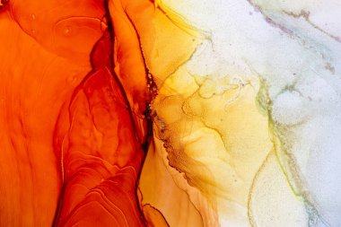 Havalı kırmızı, turuncu ve sarı arka plan. Alkol tuvale resim yaptırır. Modern sanat. Soyut Çağdaş Sanat.