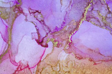 Mistik Alkol mürekkebi soyut arka plan. Modern sanat. Soyut sanat eserleri. Moda pembe ve altın duvar kağıdı.