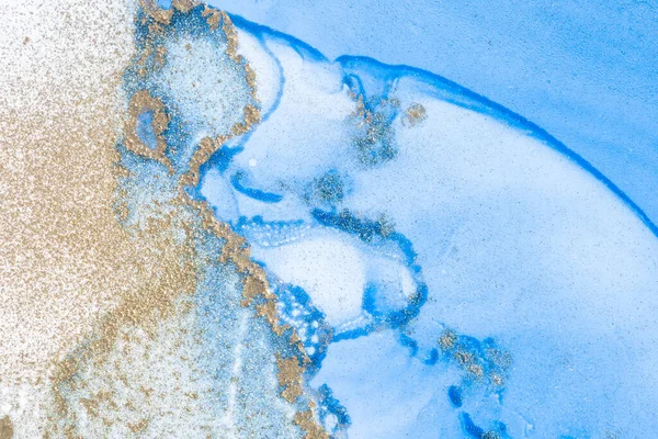 Abstract Coral Reef Beach Background. Alcohol inks painting on canvas. Modern art. Contemporary art.